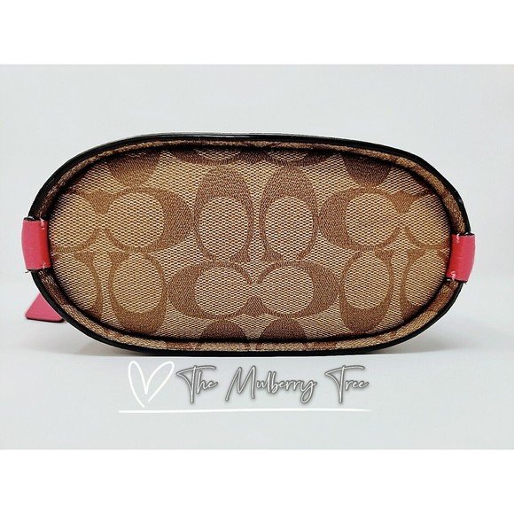 NWT Coach c2817 Addie Crossbody In Signature Canvas Khaki Fuschia Org $328 - Picture 4 of 12